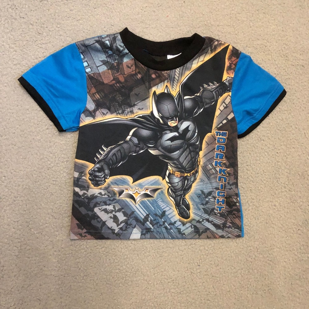 Batman The Dark Knight Boys Shirt Size 8 Blue Graphic Tee‎ DC Comics Superhero